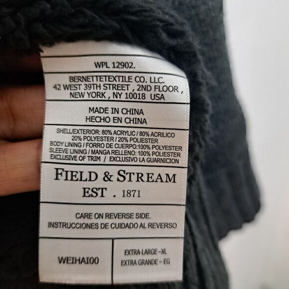 Vintage Field & Stream Zip-Up Sweater Fleece Lined Jacket Embroidered XL Gray - Picture 7 of 16